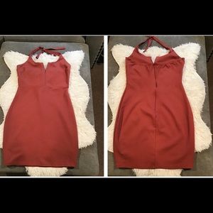 Halter Scoop V Neckline Body-Con Mini Dress Size Large